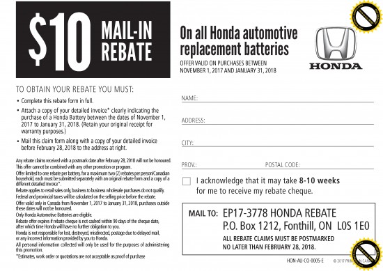  10 Rebate On Honda Batteries Sterling Honda